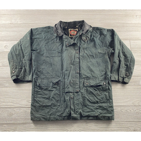 Australian Outback Collection Men Black OilSkin Drover Duster Jacket Long Coat - Picture 1 of 9